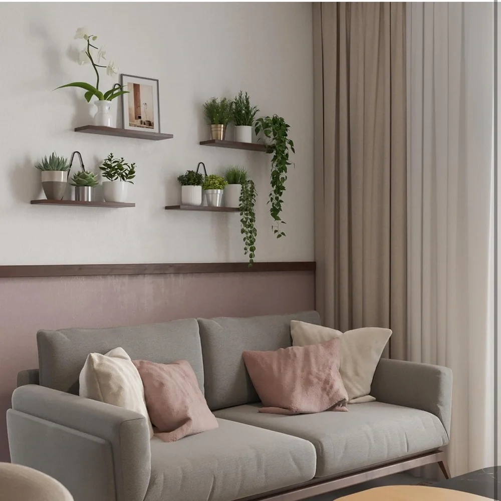 Set of 4 Wooden Wall Shelves